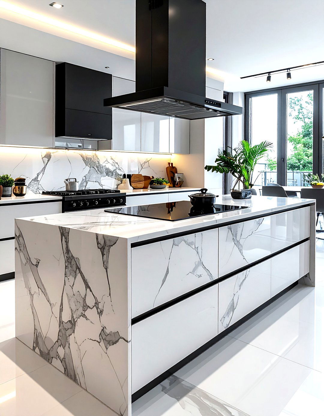 Marble Island With Integrated Cooktop - 30 marble kitchen island ideas