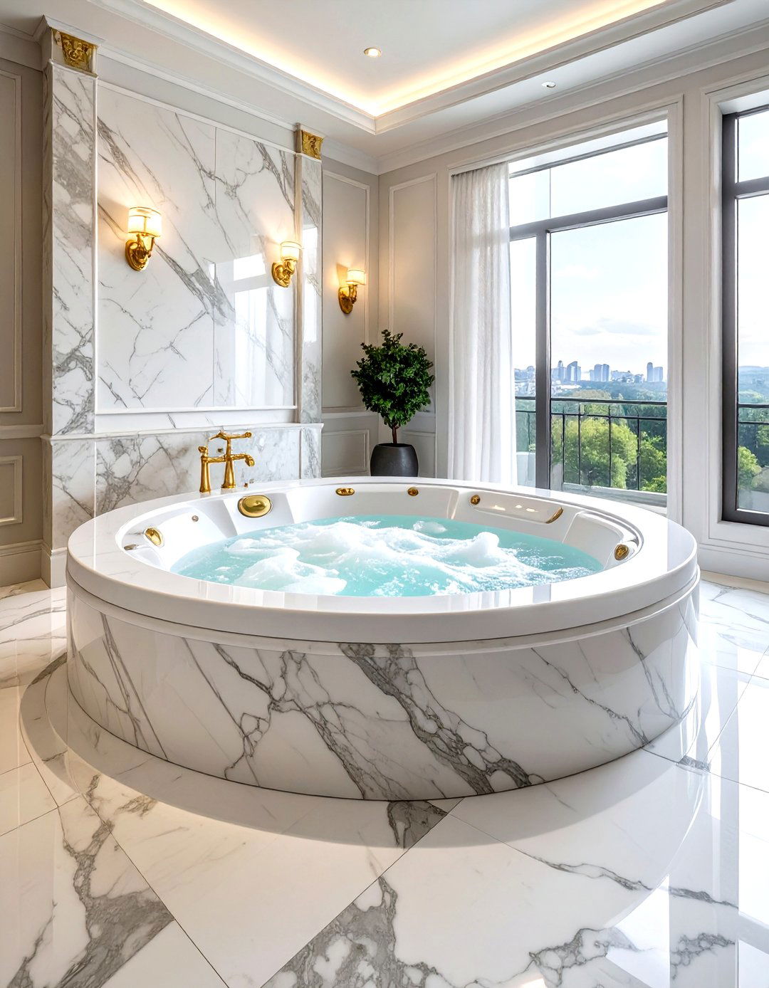 Marble Jetted Tub Deck - 30 jetted tub ideas