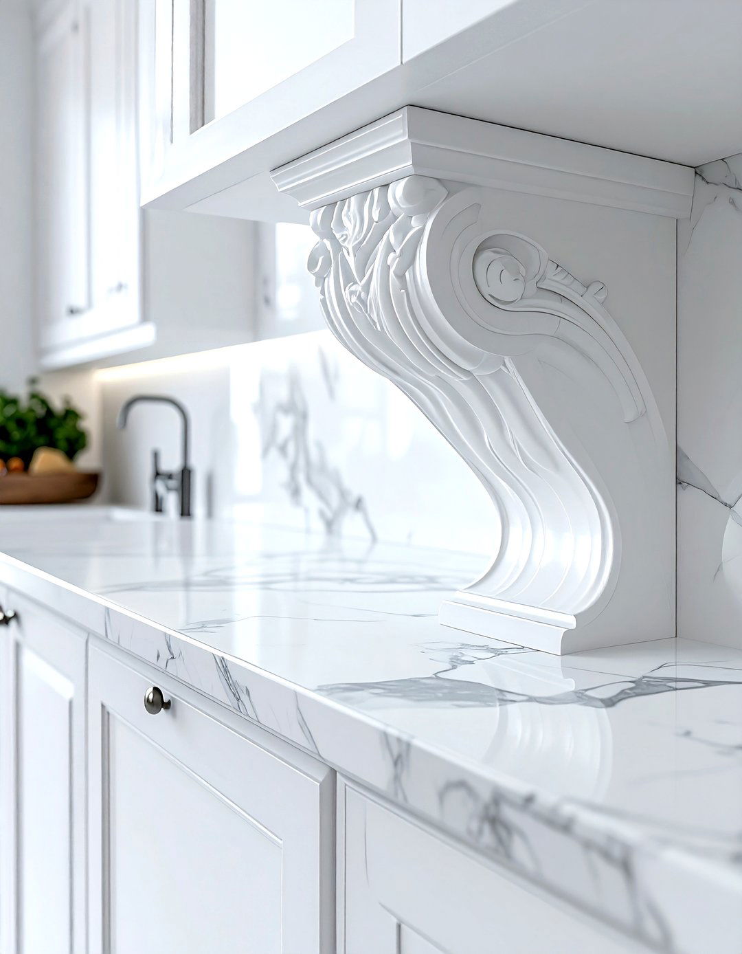Marble Look Kitchen Corbel - 30 kitchen corbel ideas