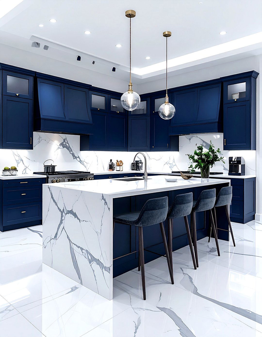 Marble Look LVP Kitchen - 30 LVP floor kitchen ideas