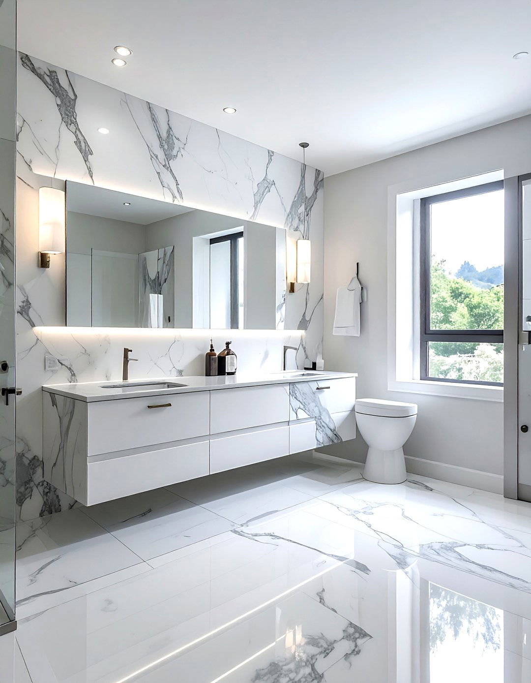 Marble Look Quartz Bathroom - 30 spec home bathroom ideas