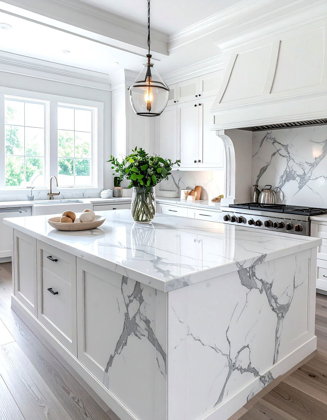Marble Look Quartz - 30 quartz kitchen ideas