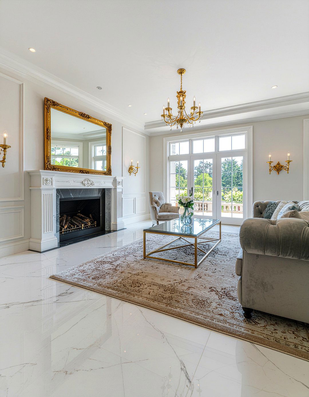 Marble Look Vinyl Tile - 30 living room vinyl flooring ideas