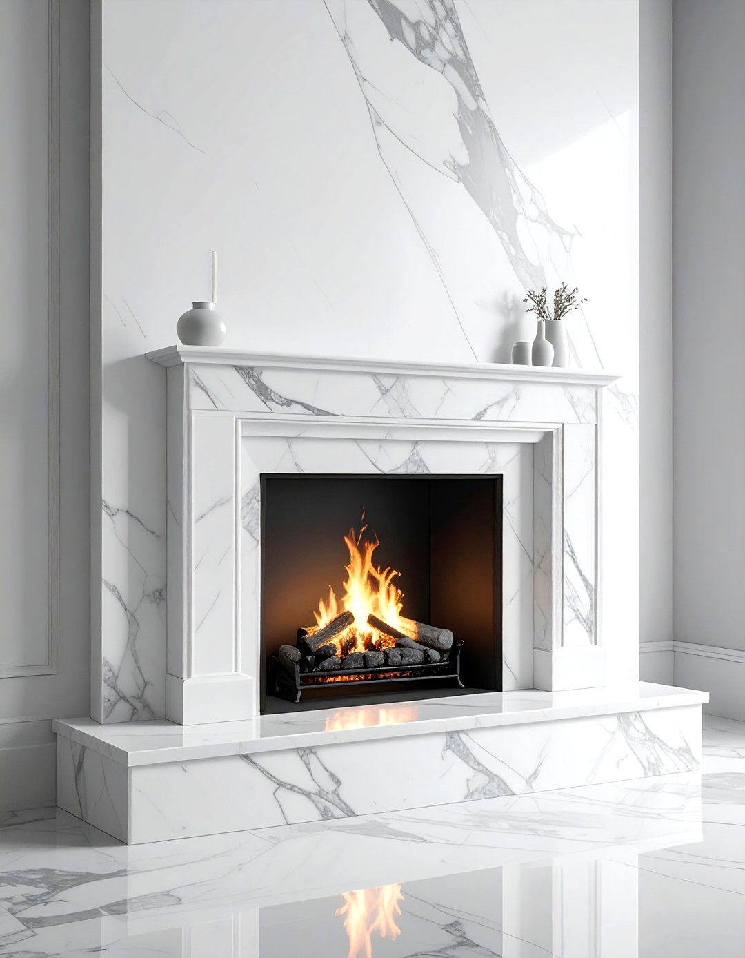 Marble Mantel Slab - 30 minimalist mantel ideas