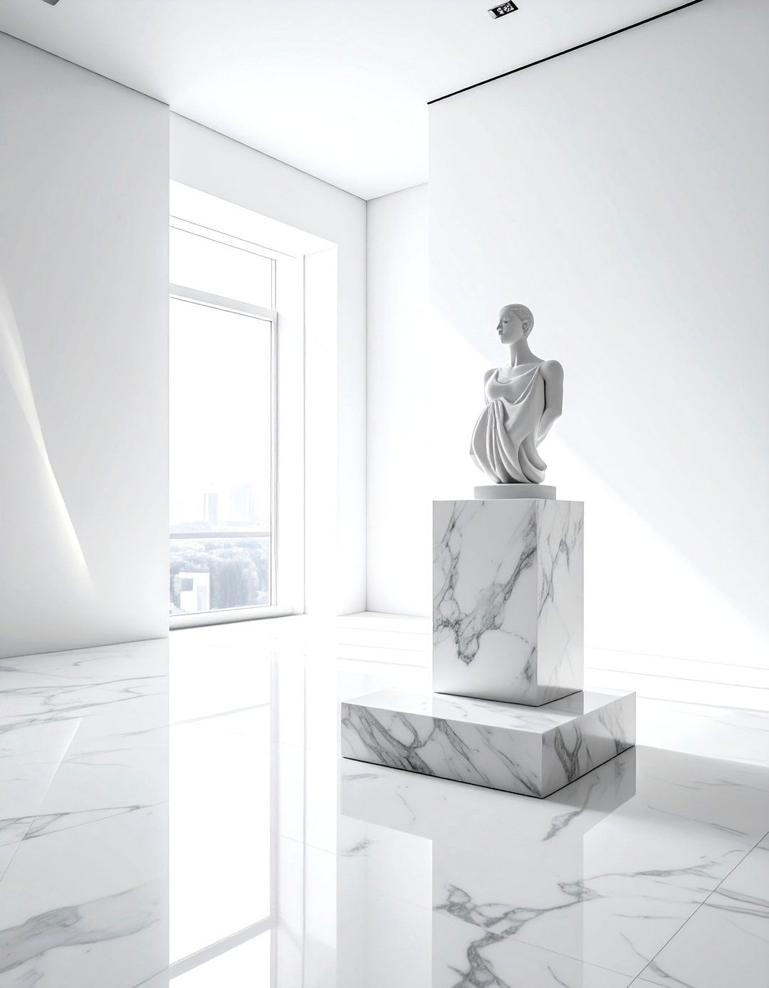 Marble Pedestal Stand - 30 marble accent ideas