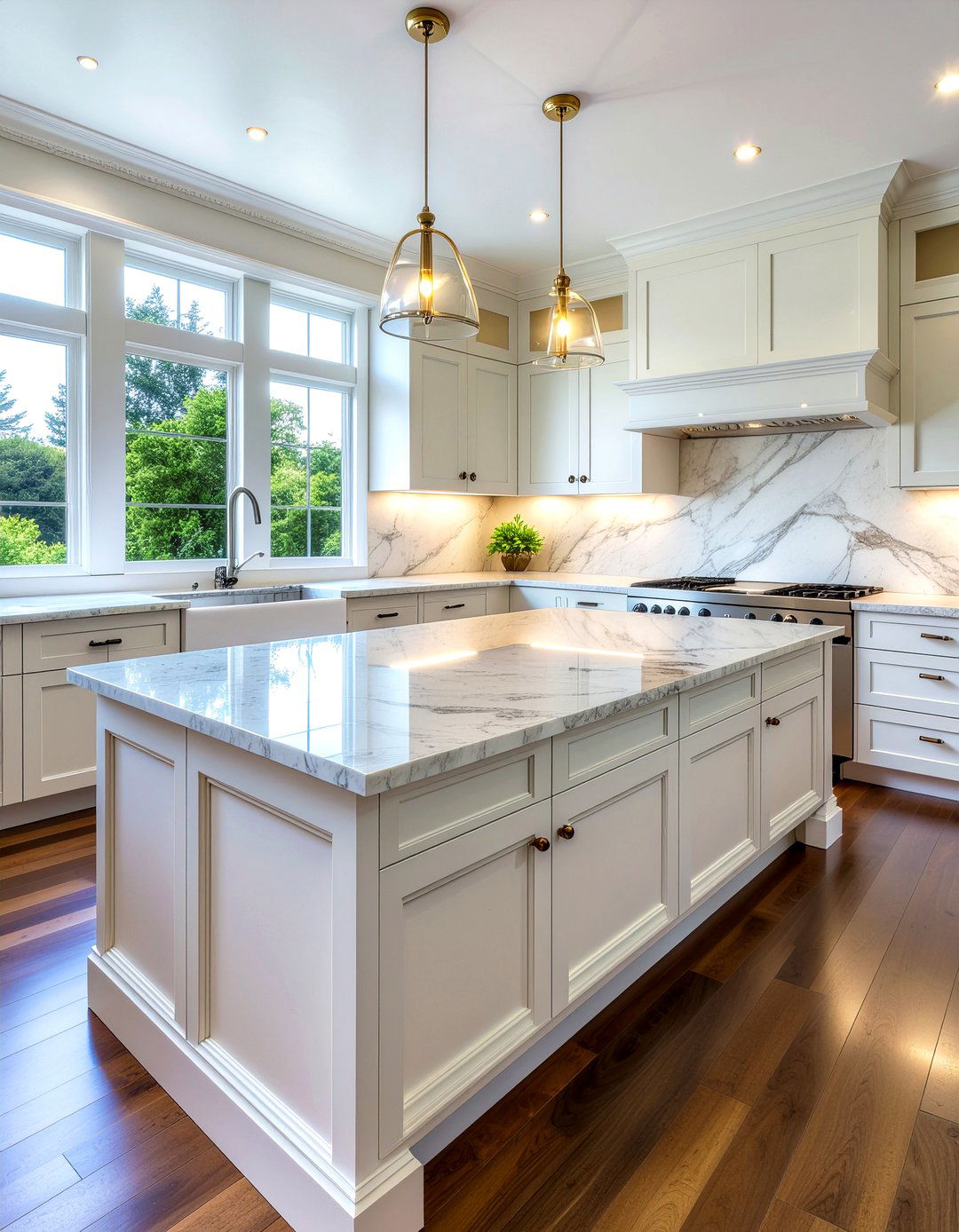 Marble Peninsula - 30 kitchen peninsula ideas