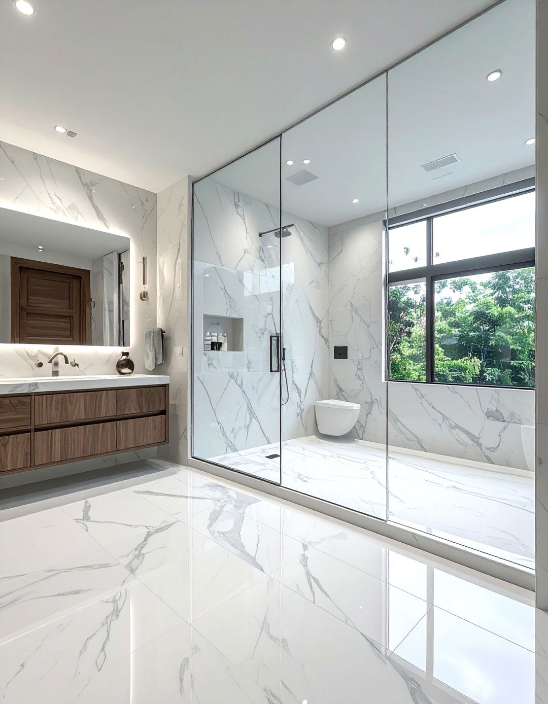 Marble Picket Tile Floor - 30 picket tile bathroom ideas