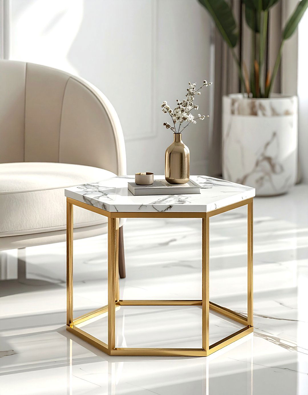 Marble Side Table - 30 marble decor ideas