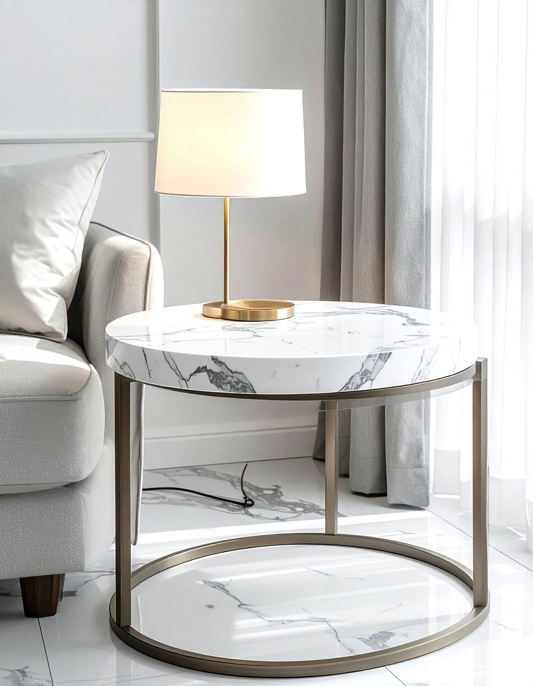 Marble Side Table - 30 soft minimalist living room ideas