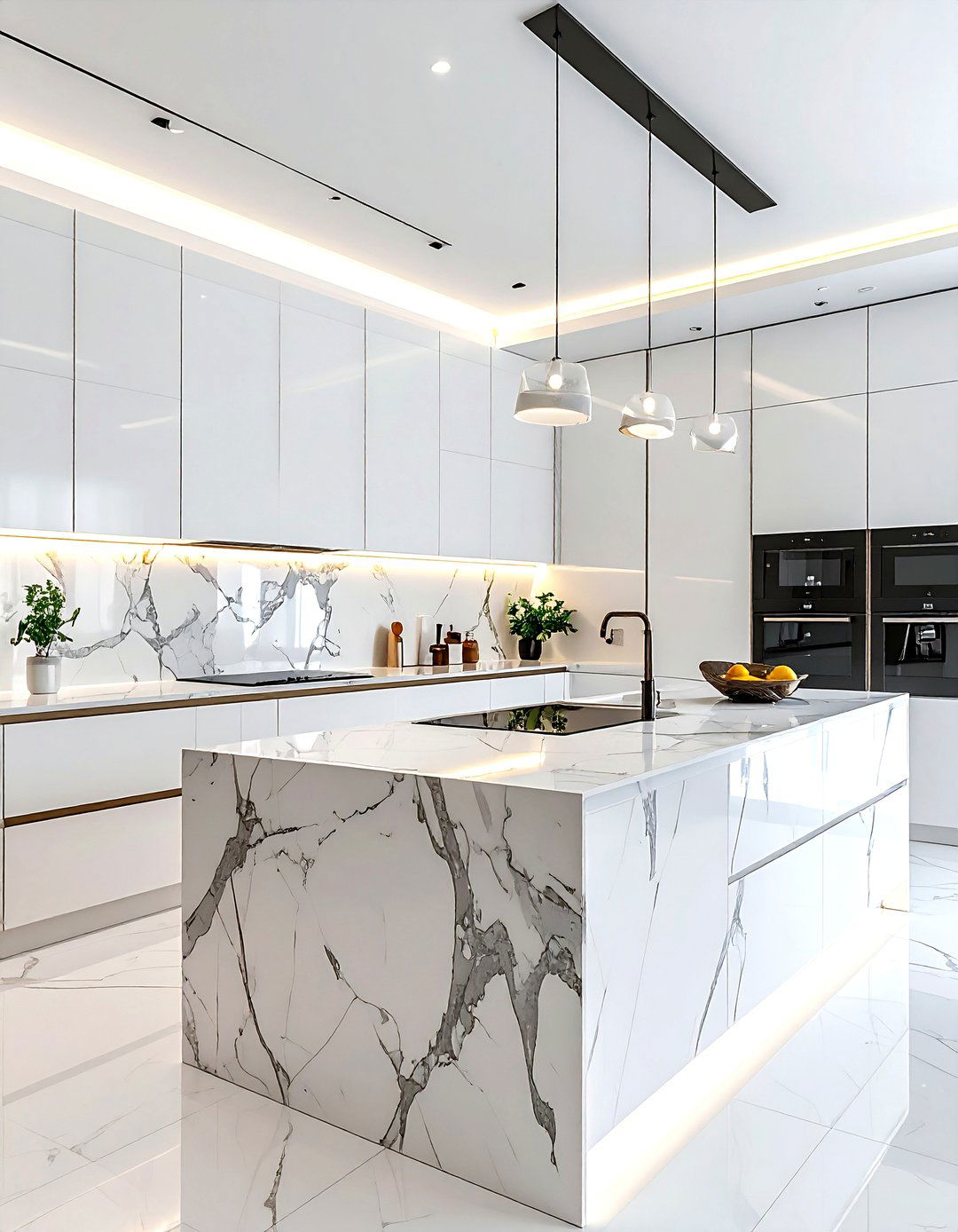 Marble Slab Backsplash - 30 high-end kitchen ideas