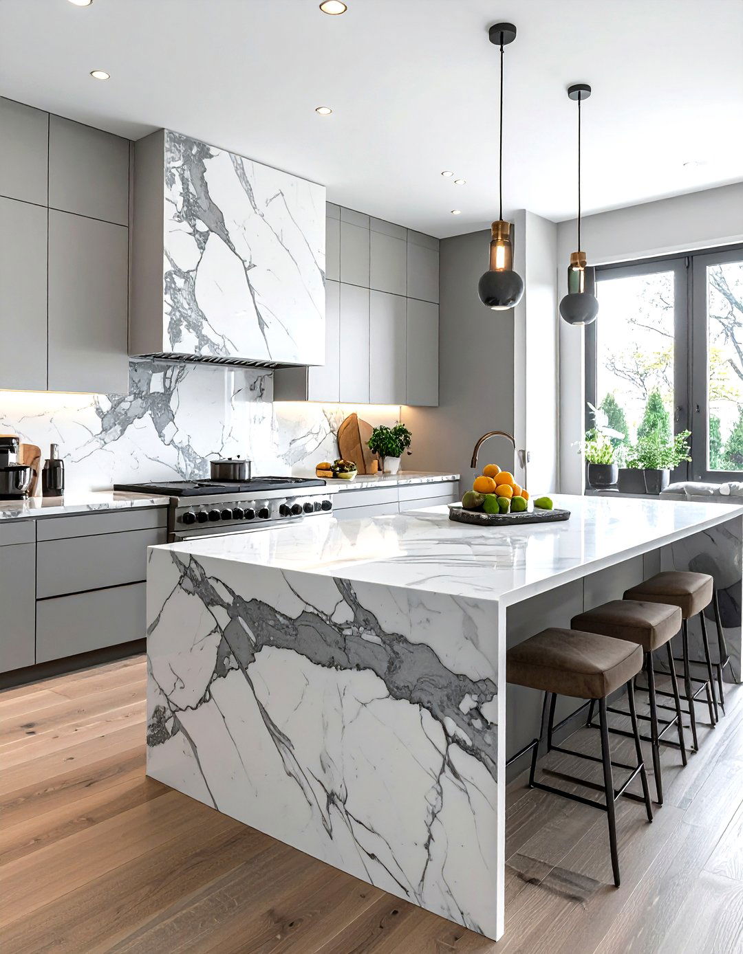 Marble Slab Backsplash - 30 kitchen statement piece ideas