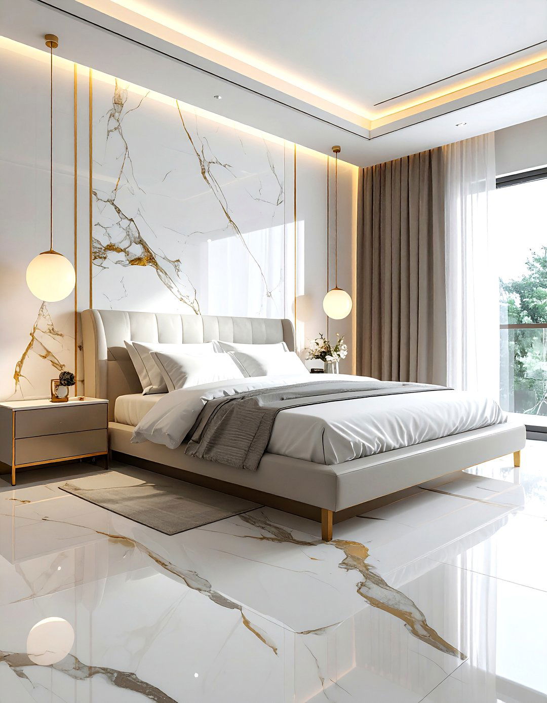 Marble Slab Backsplash - 30 bedroom backsplash ideas