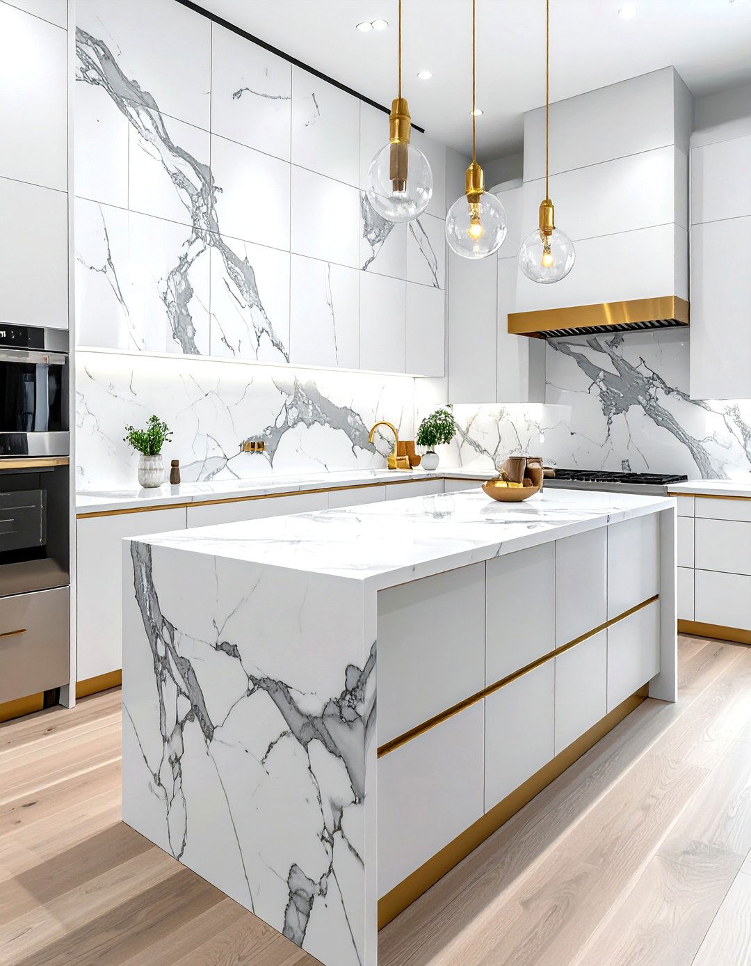 Marble Slab Backsplash - 30 DIY kitchen remodel ideas