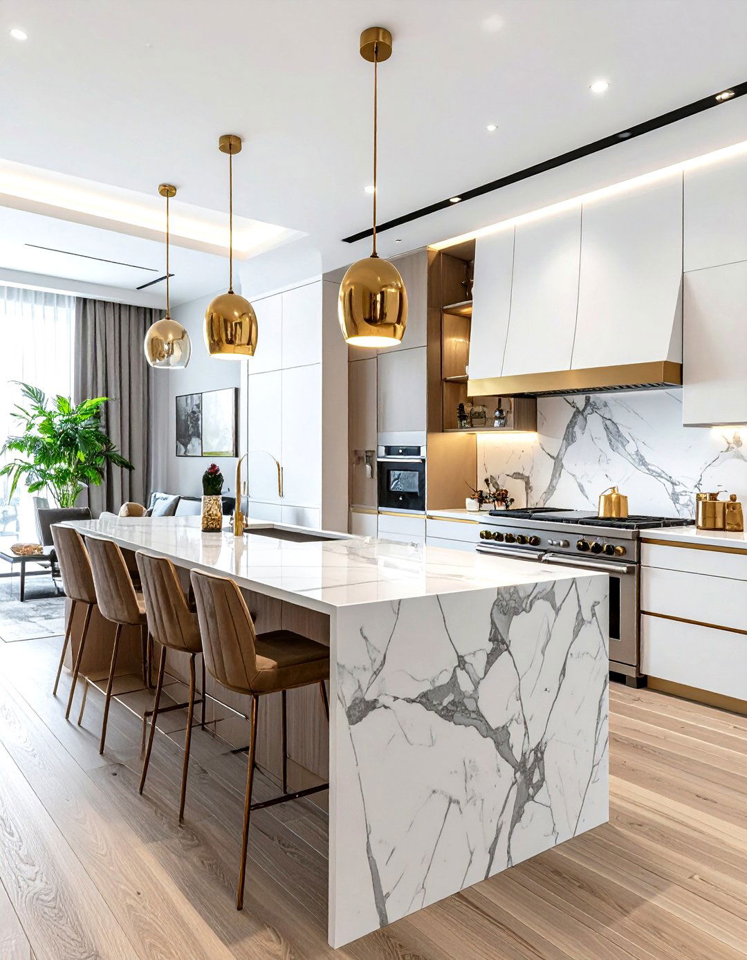 Marble Slab Backsplash - 30 finished kitchen ideas