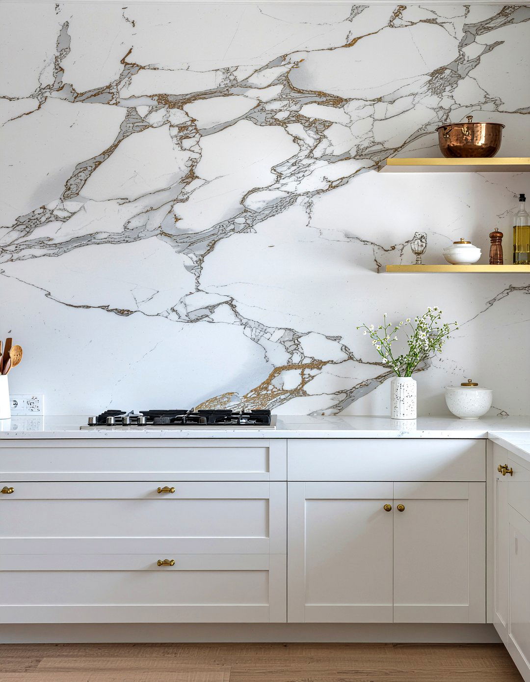 Marble Slab Backsplash - 30 glam kitchen ideas