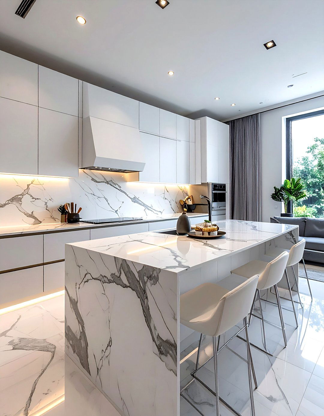 Marble Slab Backsplash - 30 balanced kitchen ideas