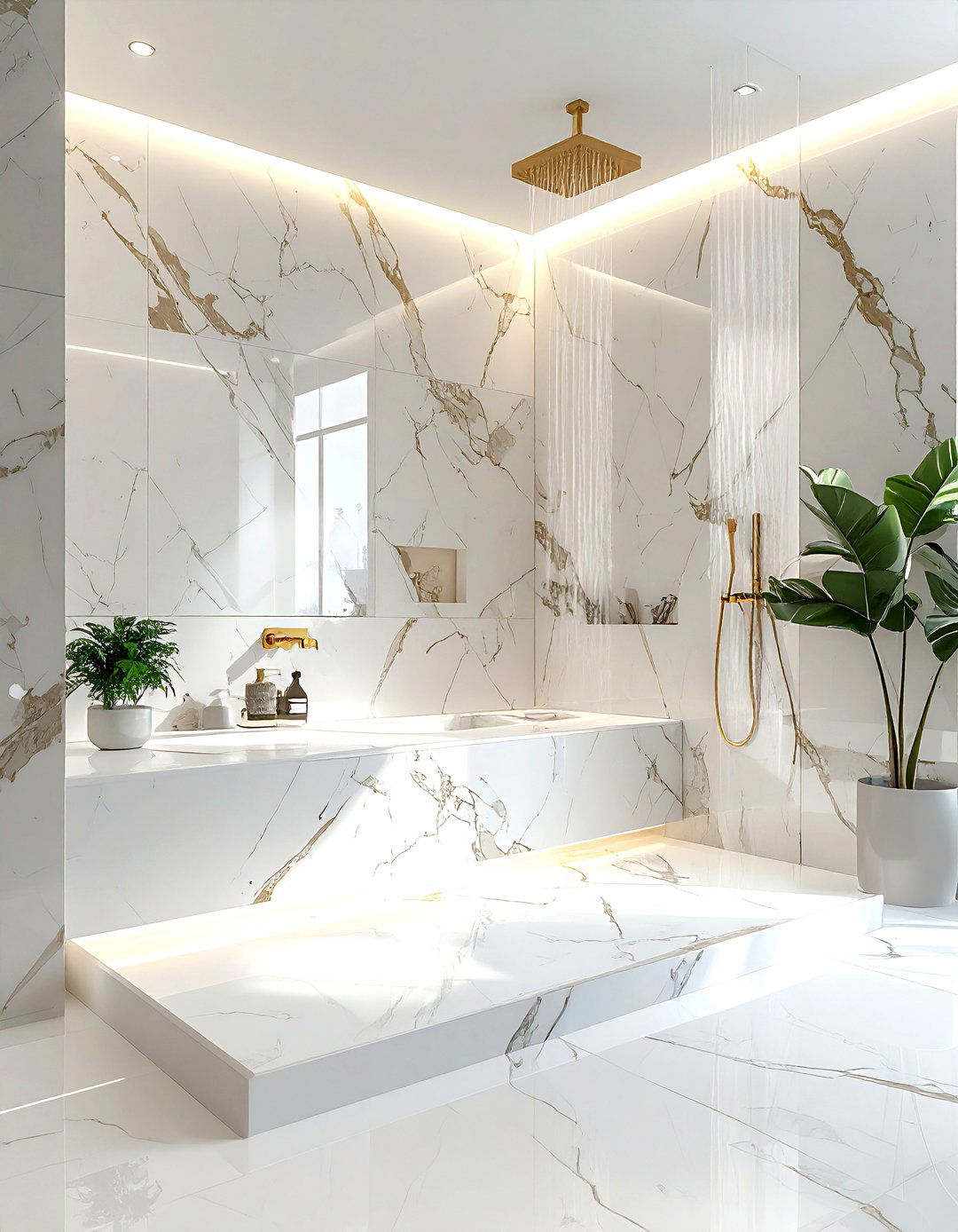 Marble Slab Shower - 30 bathroom redesign ideas