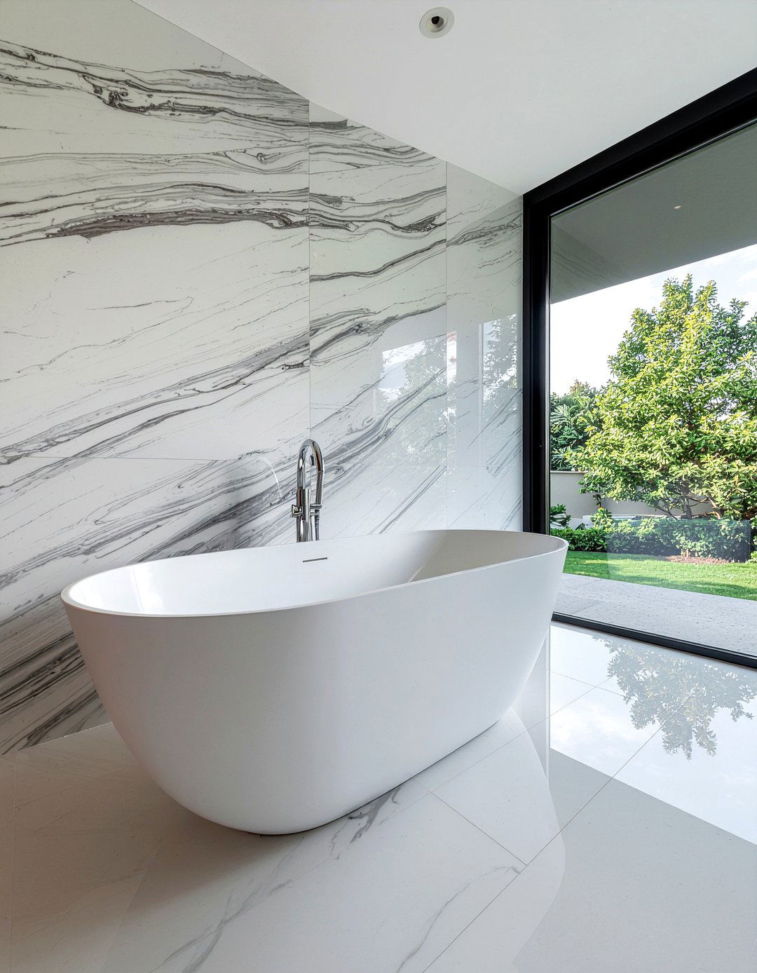 Marble Slab Wall - 30 bathroom tub accent ideas