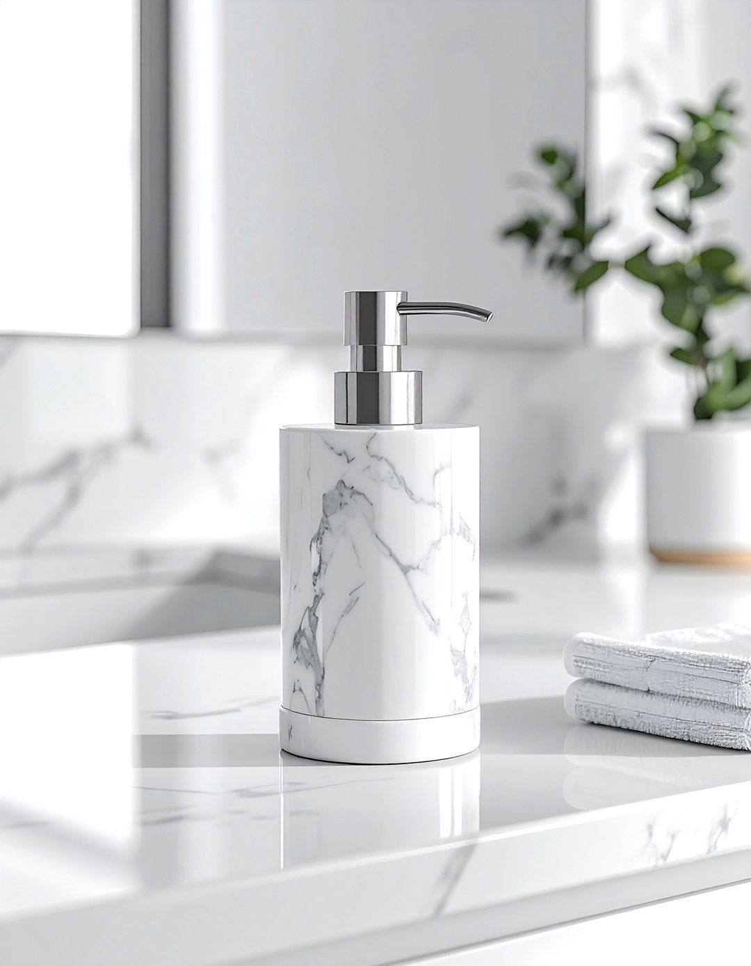 Marble Soap Dispenser - 30 marble decor ideas