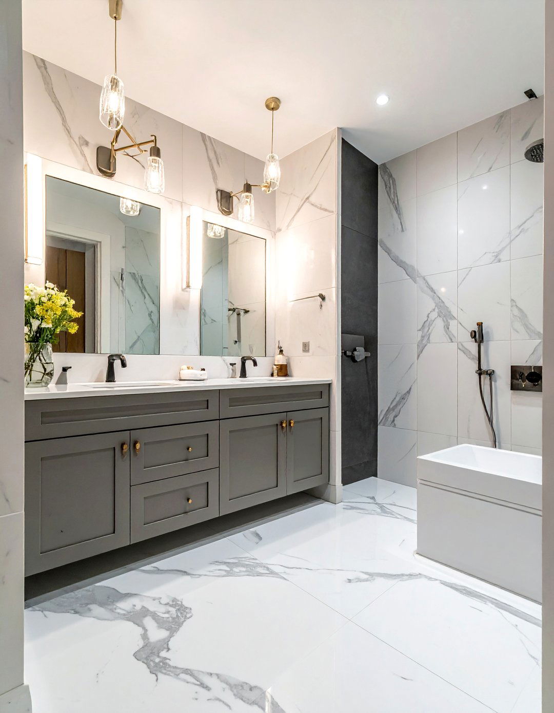 Marble Subway Tile Bathroom - 30 vertical subway tile bathroom ideas