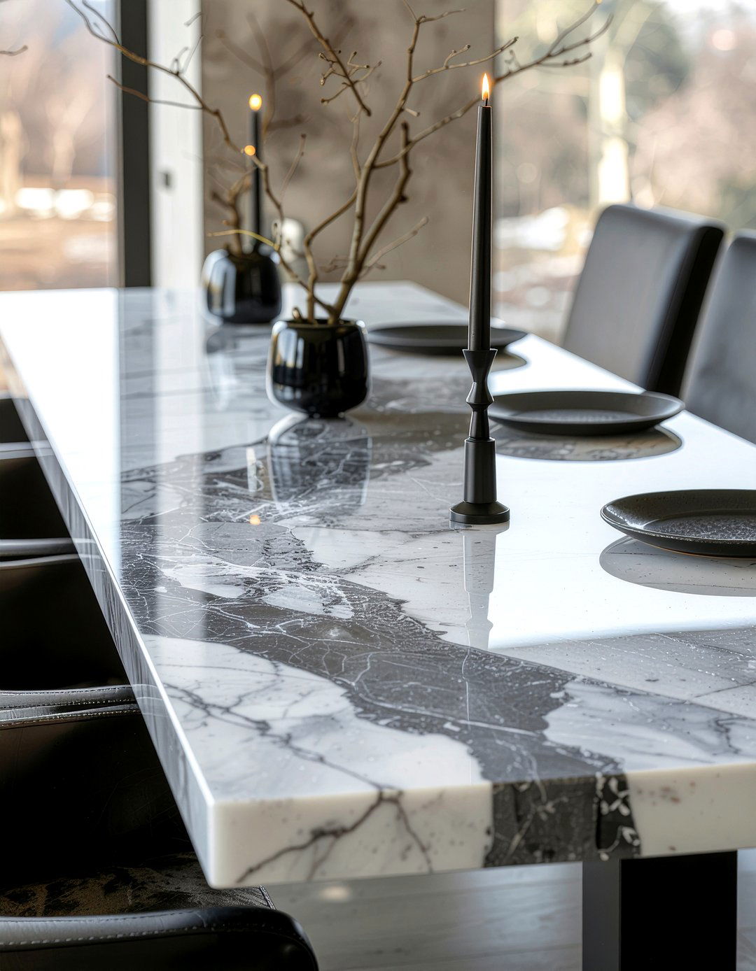 Marble Table Runner - 30 runner centerpiece dining ideas