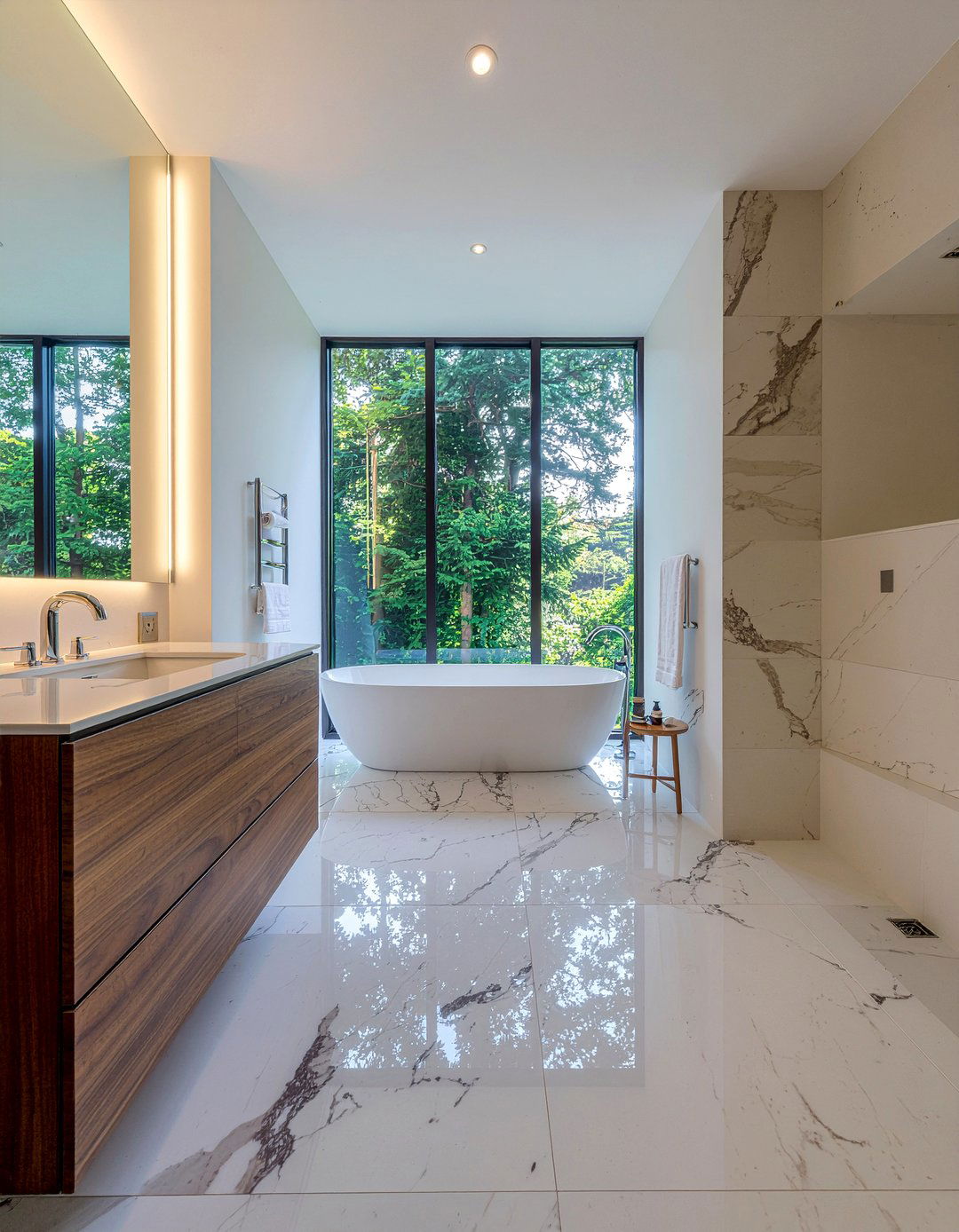 Marble Tile Floor - 30 bathroom high-low mixing ideas