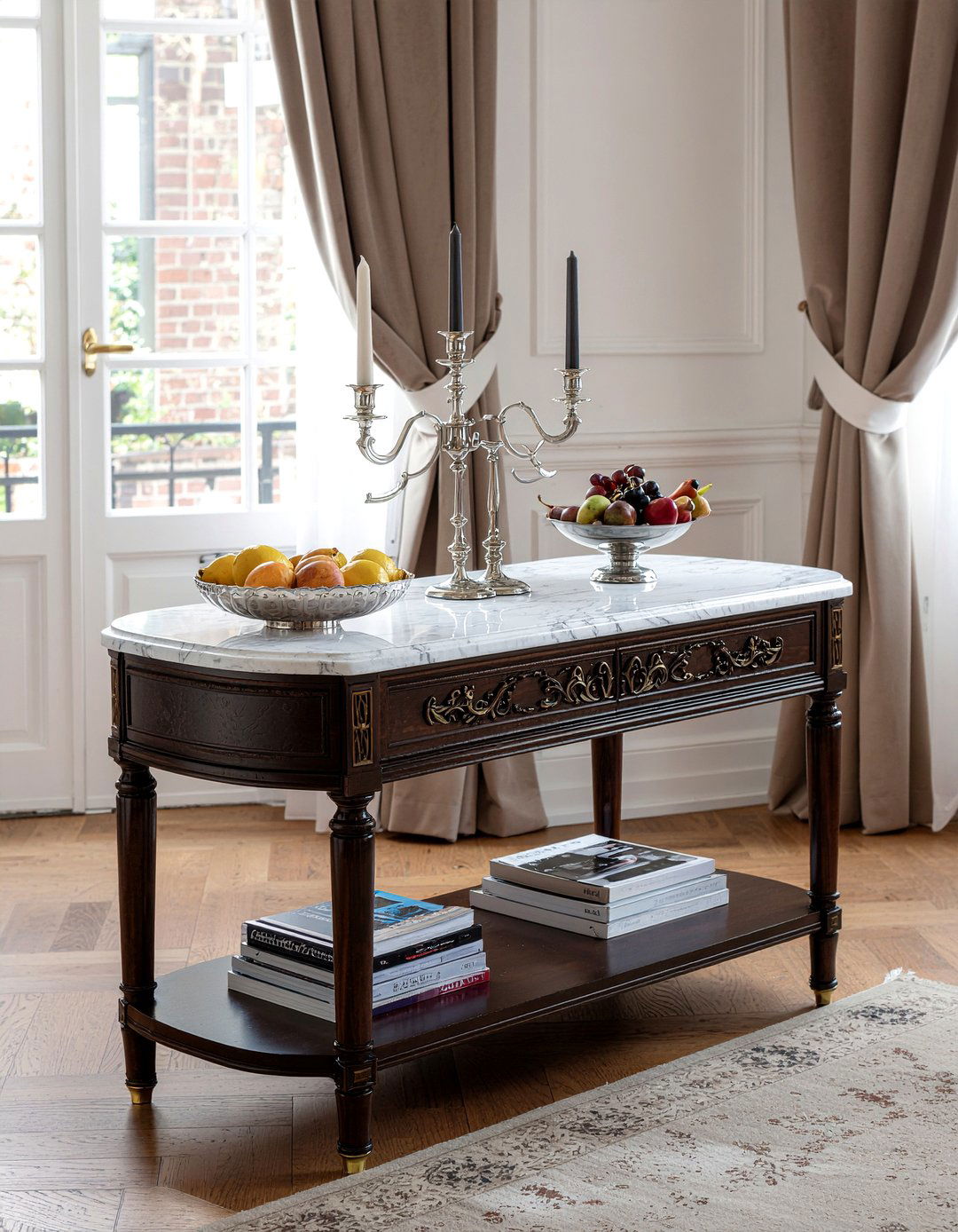 Marble Top Buffet - 30 living room buffet ideas