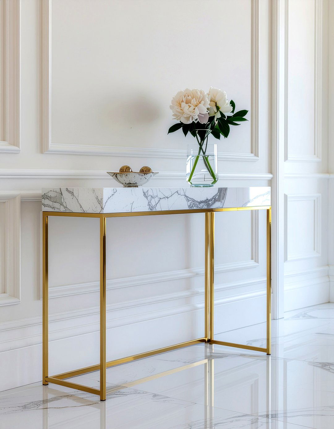 Marble Top Console - 30 entryway table decor ideas