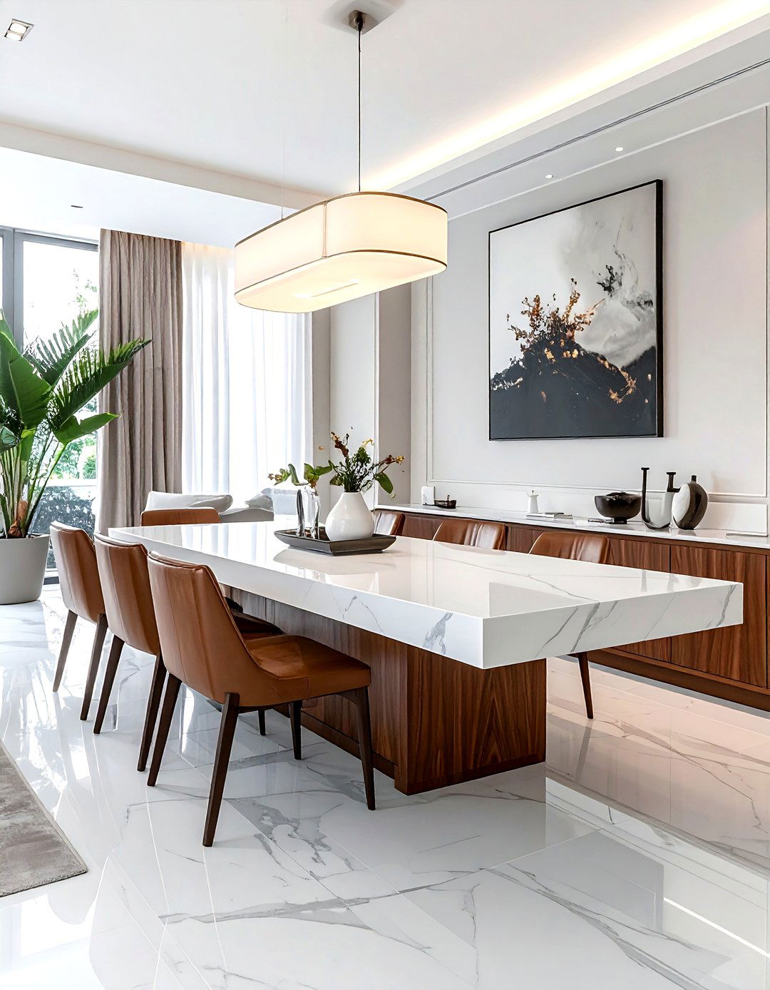 Marble Top Credenza - 30 modern buffet dining room ideas