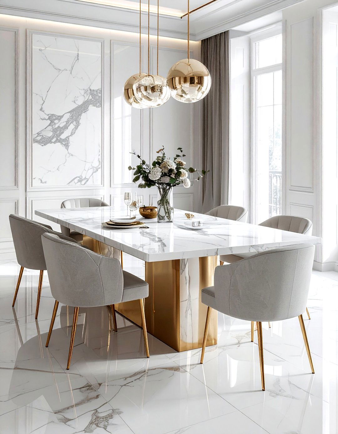 Marble Top Dining Table - 30 large dining table ideas
