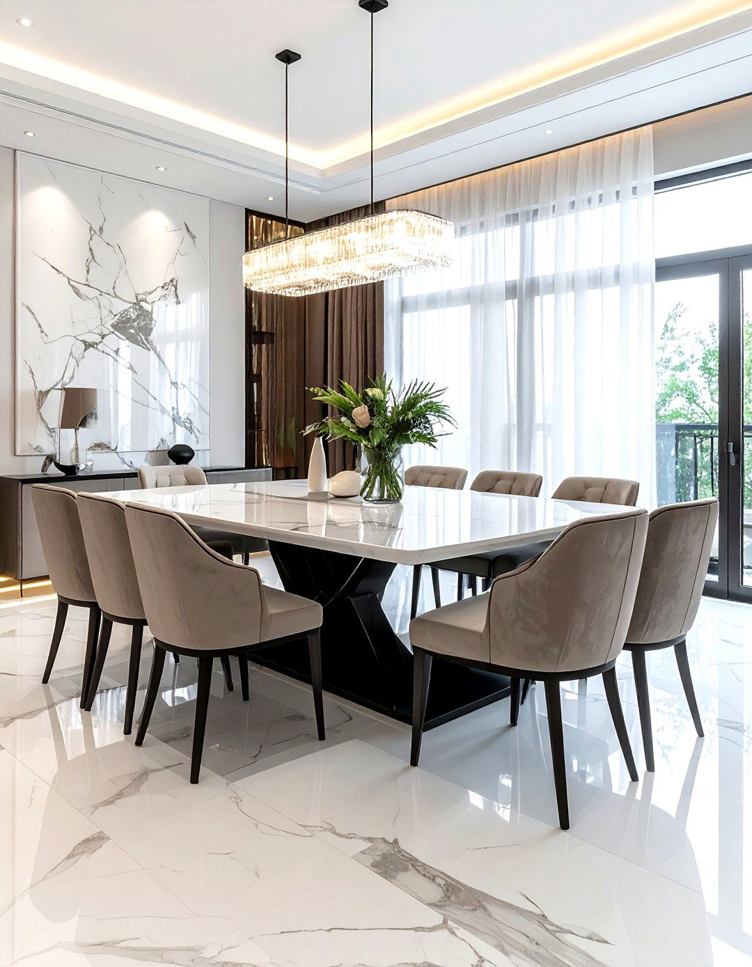 Marble Top Dining Table - 30 modern traditional dining room ideas