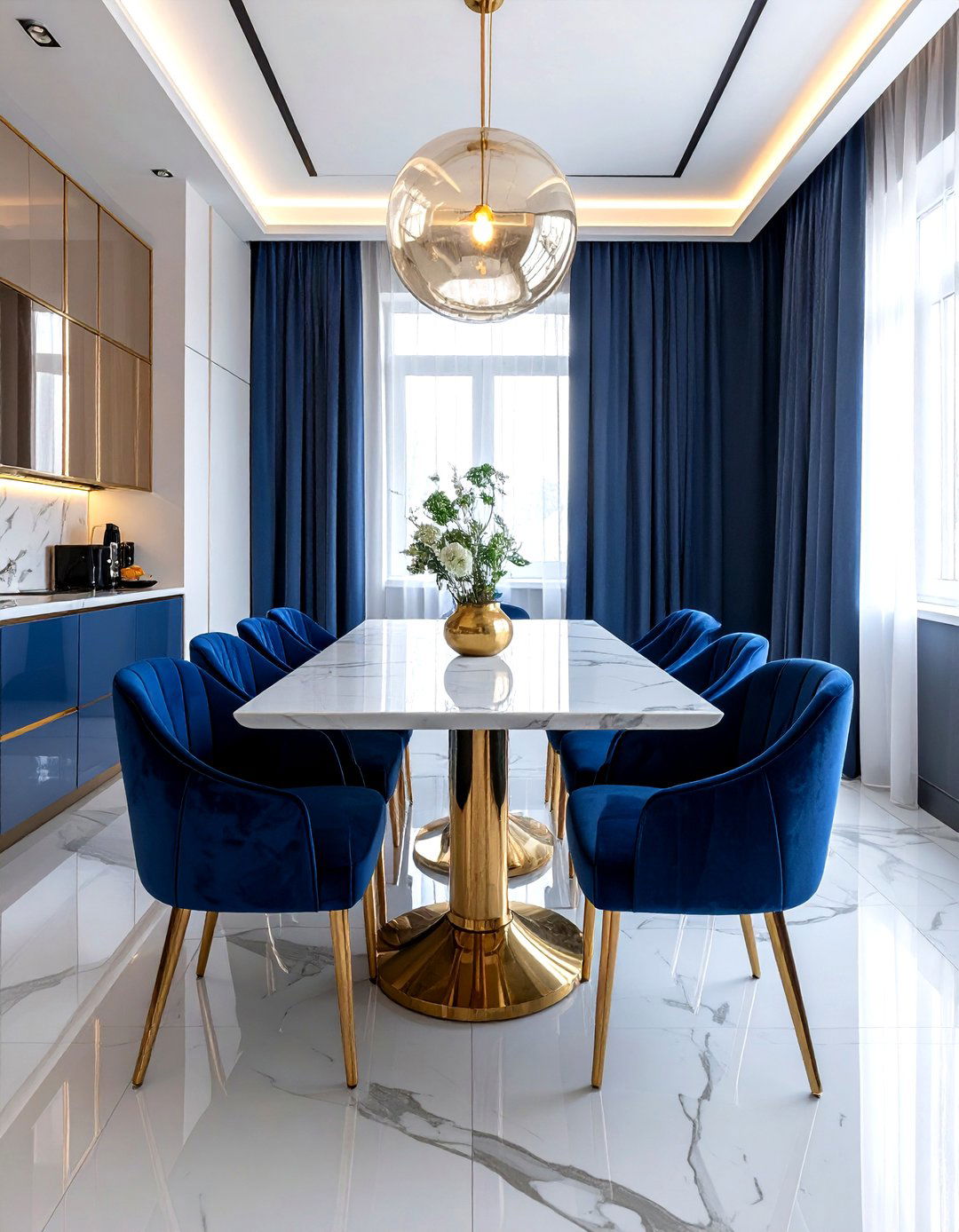 Marble Top Dining Table - 30 transformed dining room ideas