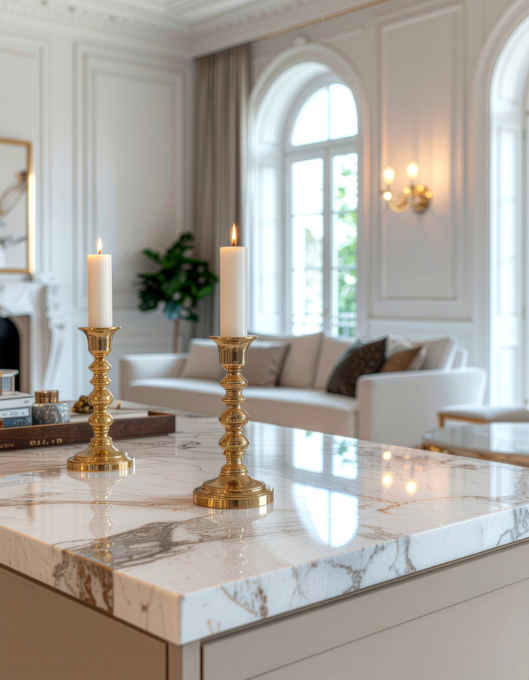 Marble Top Display Unit - 30 living room display cabinet ideas