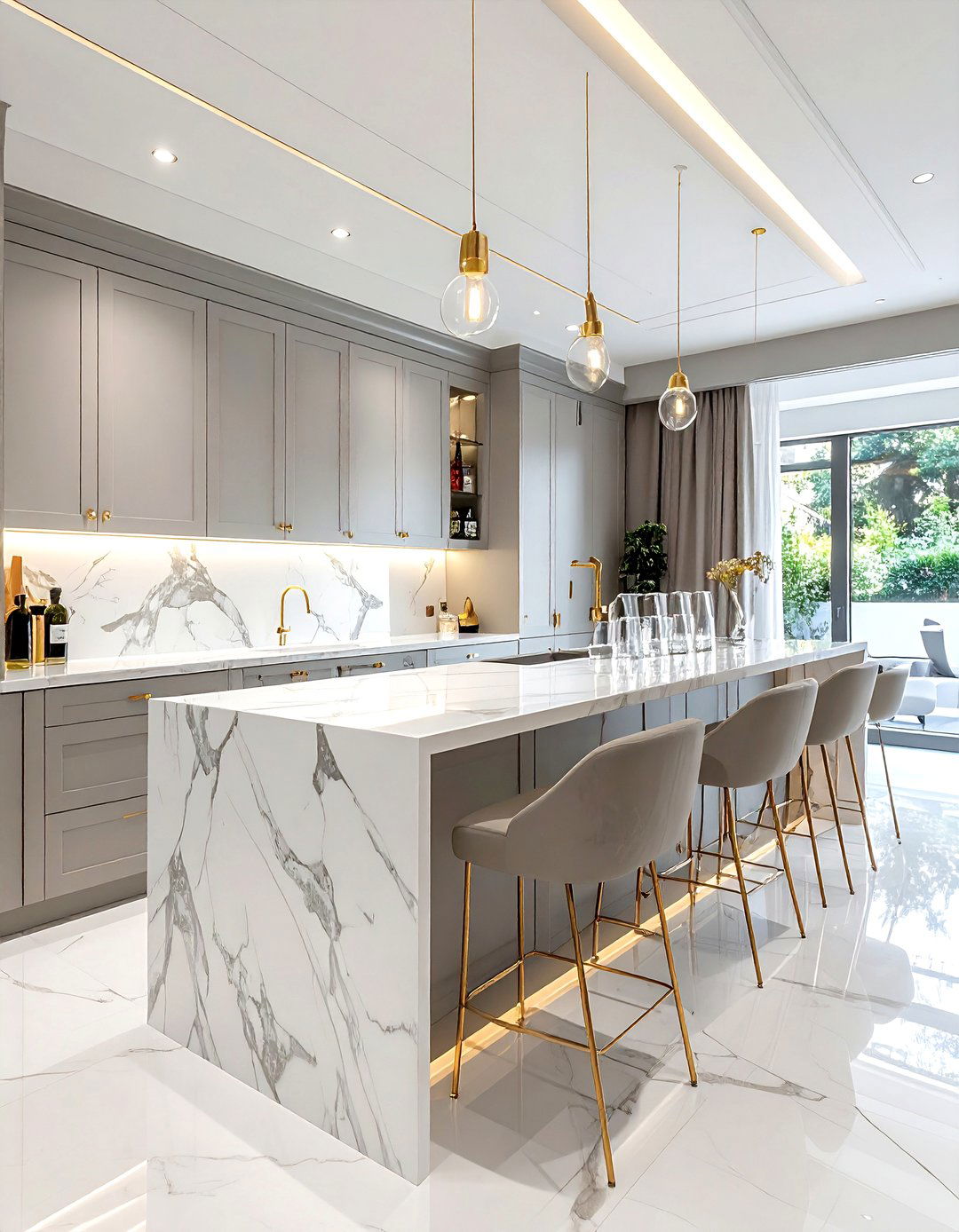 Marble Top Dry Bar - 30 dining room dry bar ideas