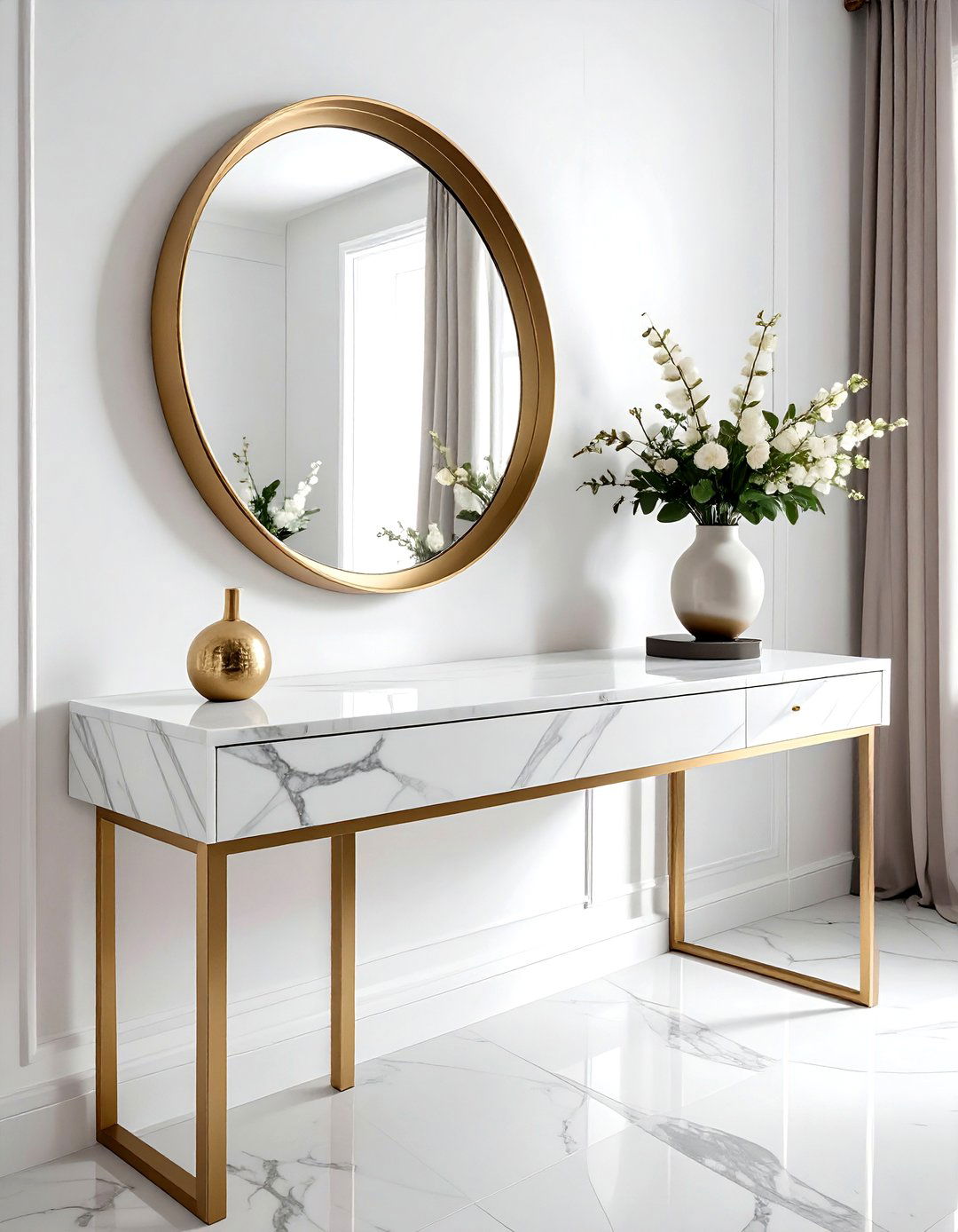 Marble Top Entryway Table - 30 living room hallway table ideas