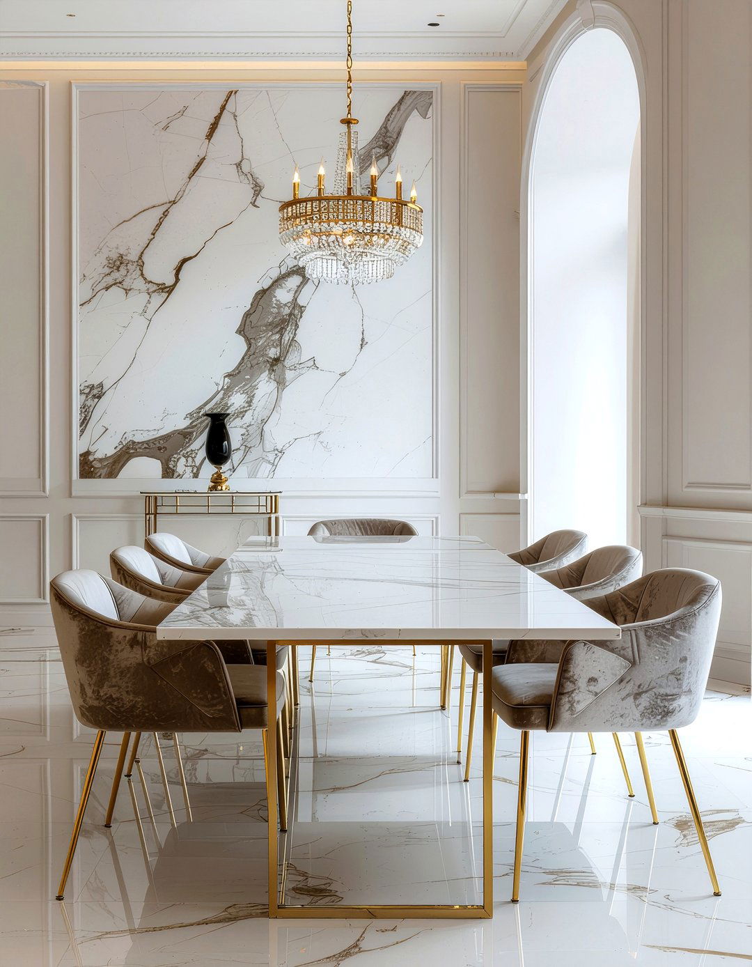 Marble Top Metal Frame Table - 30 metal dining table ideas