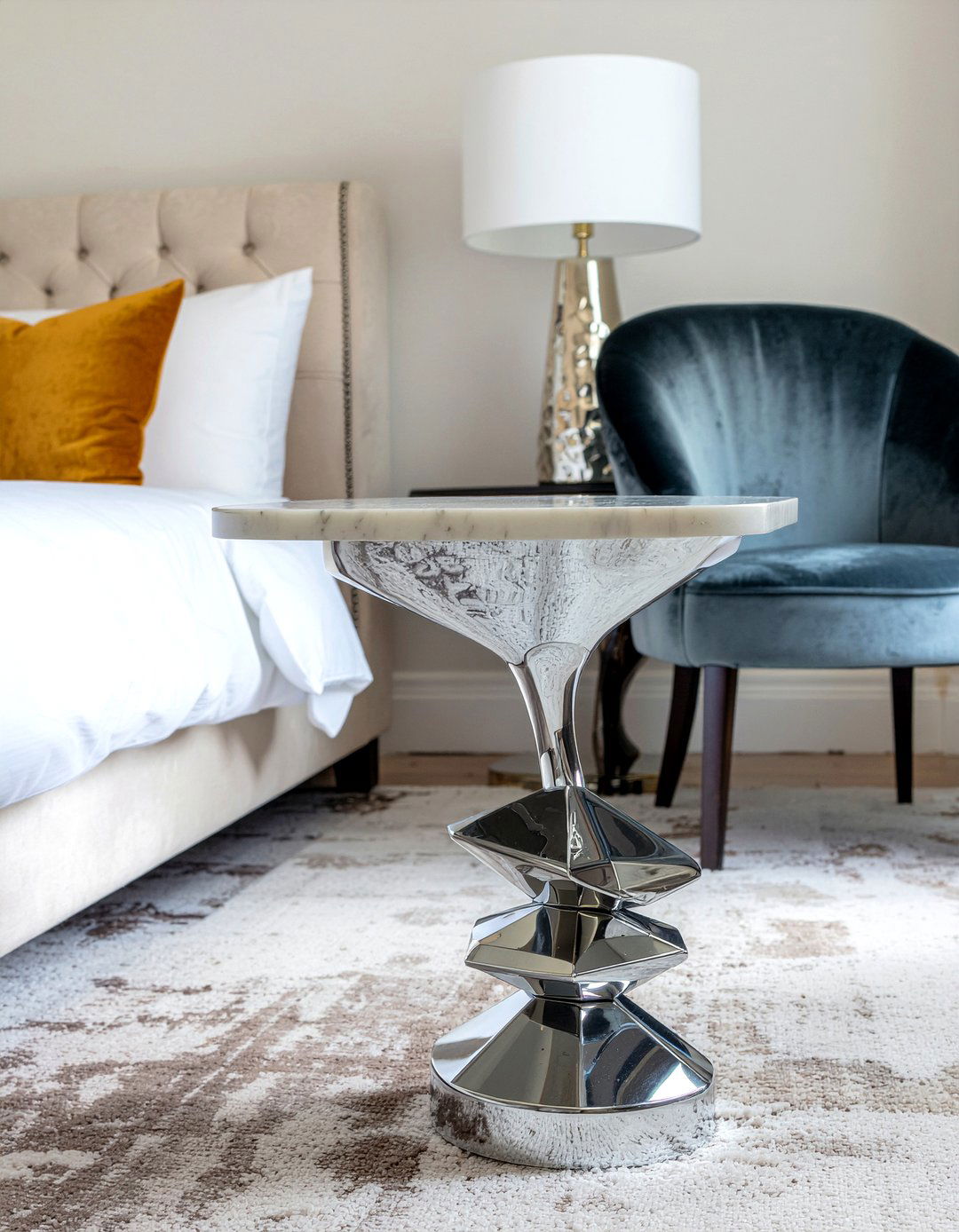 Marble Top Side Table - 30 Hollywood regency bedroom ideas