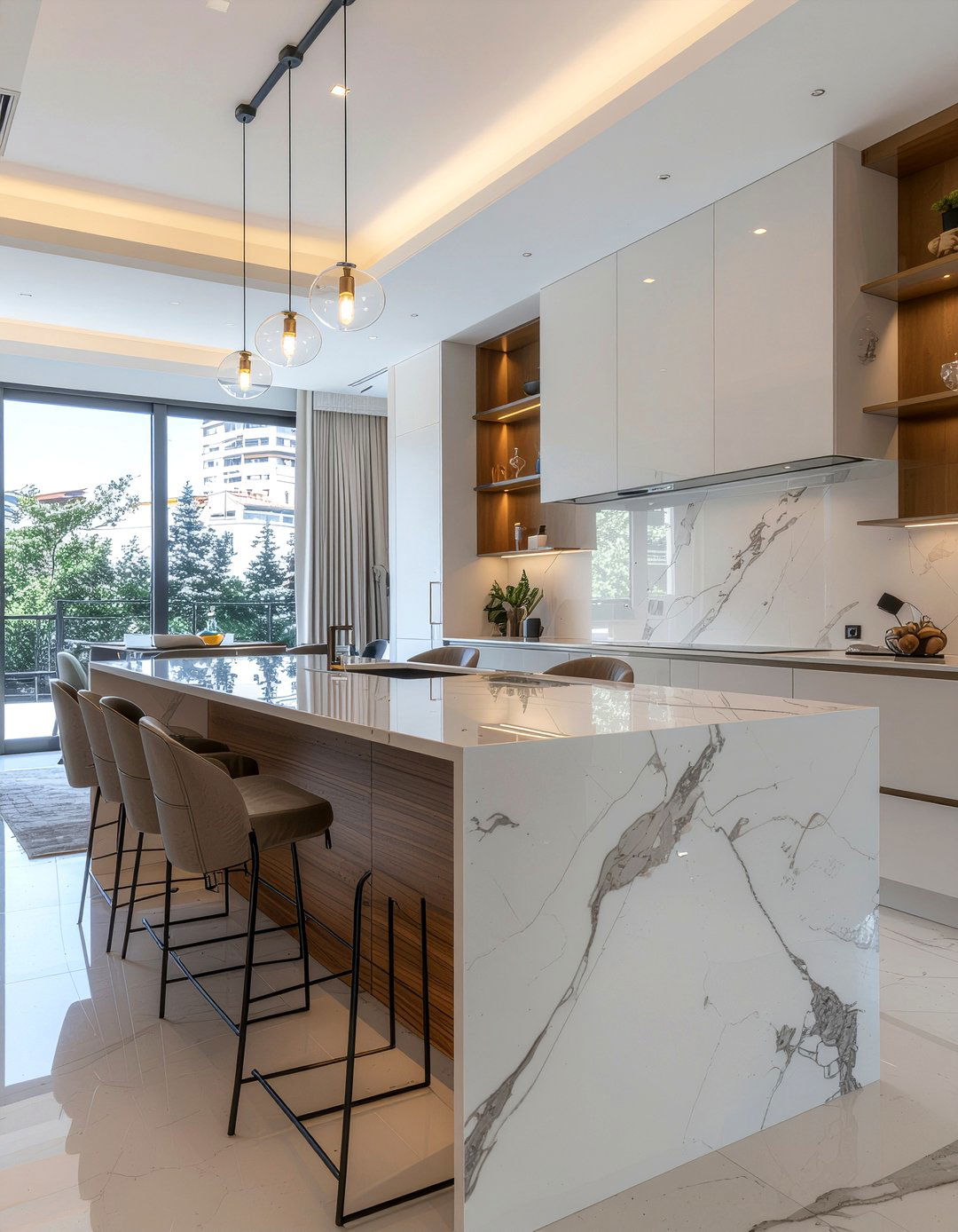 Marble Top Sideboard - 30 kitchen buffet ideas