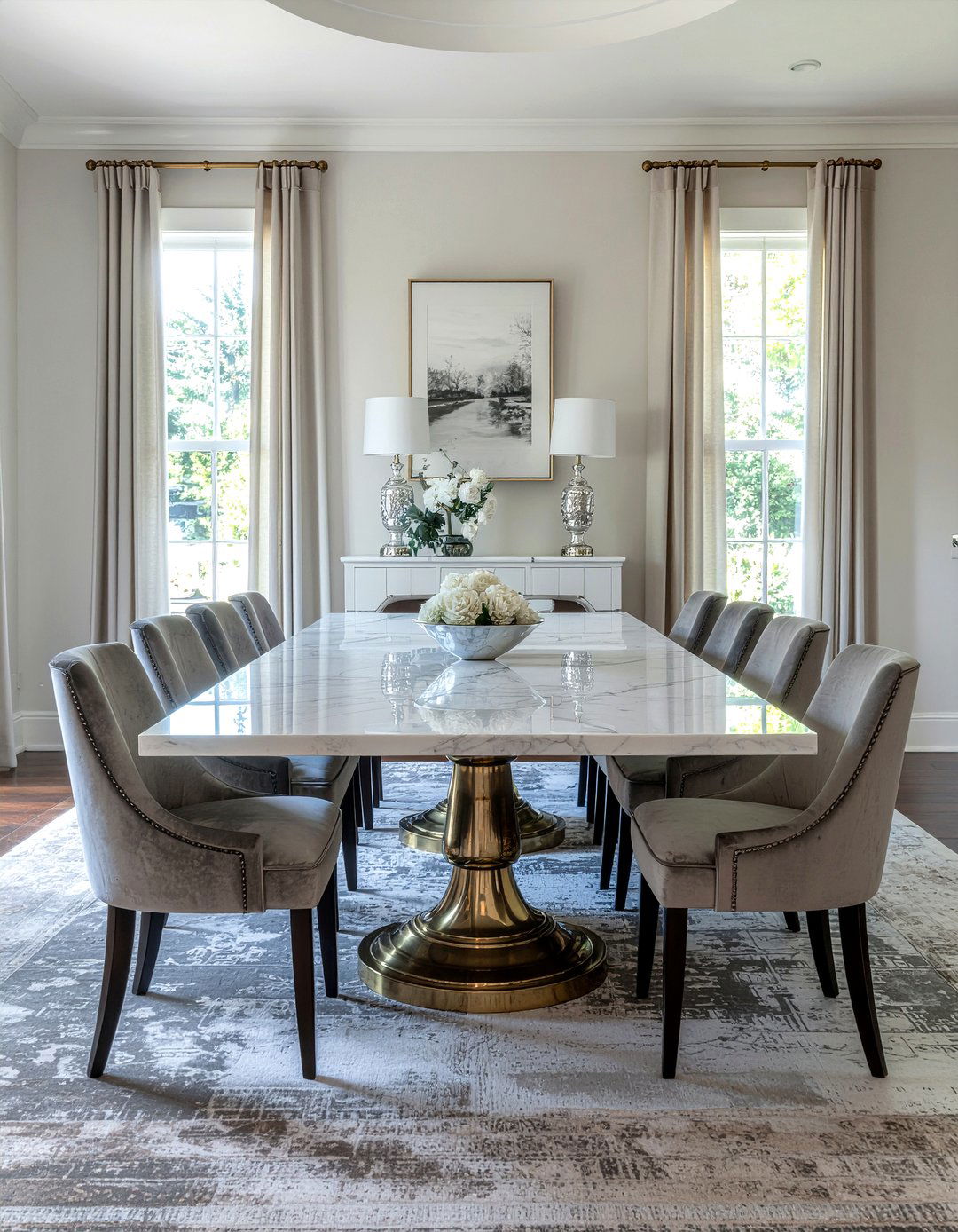 Marble Top Table - 30 Hollywood regency dining room ideas