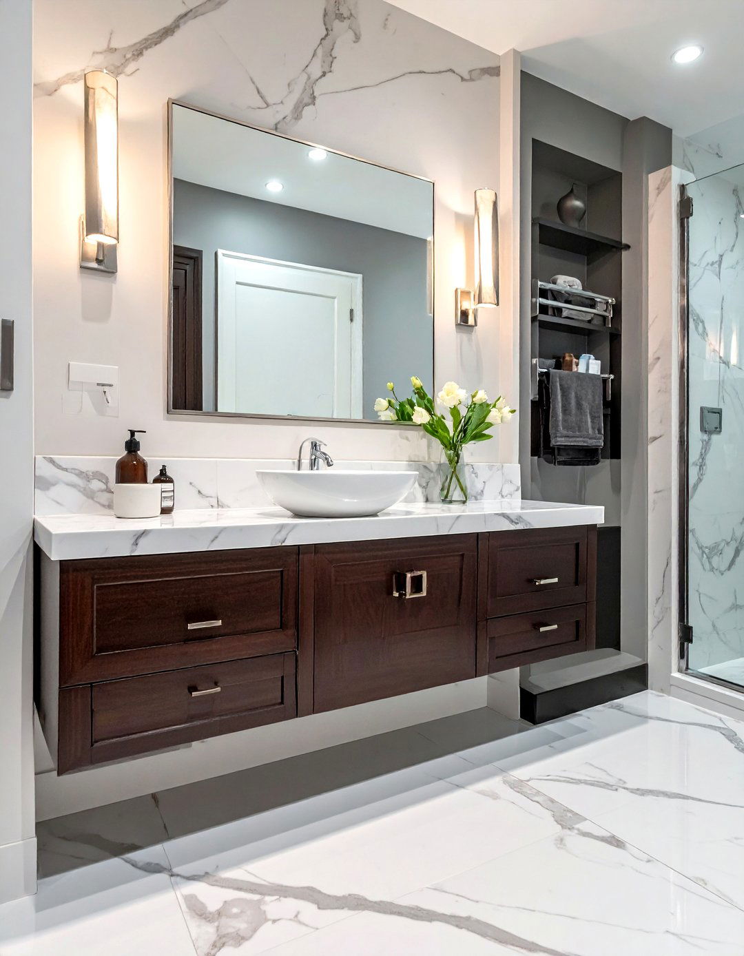 Marble Top Vanity - 30 Edwardian bathroom ideas