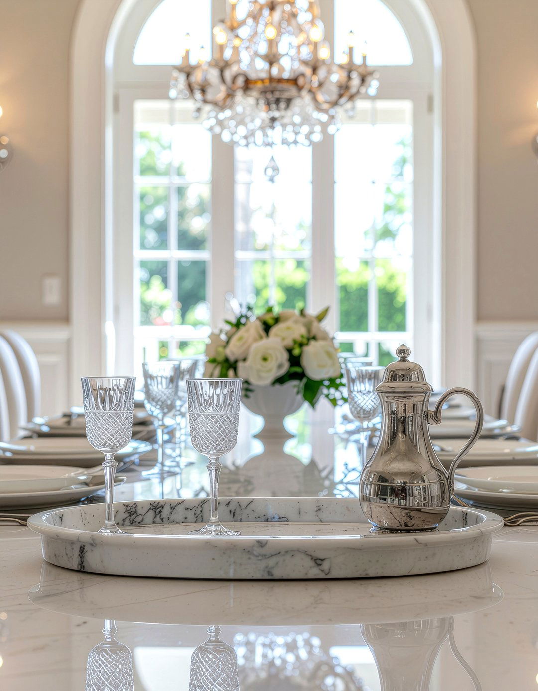 Marble Tray - 30 dining room centerpiece ideas