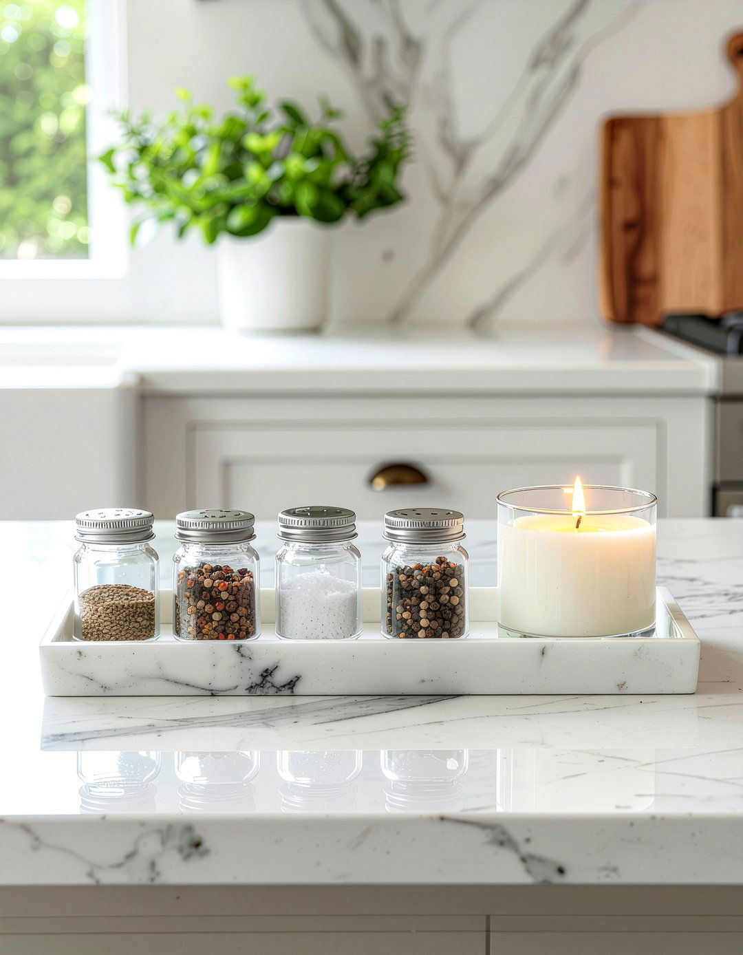 Marble Tray - 30 kitchen countertop decor ideas