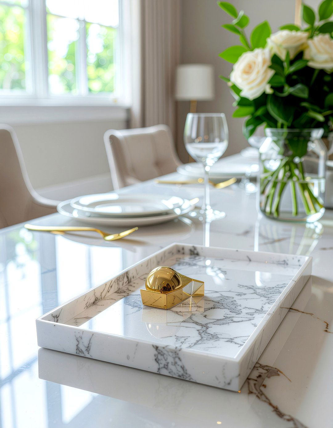 Marble Tray - 30 low centerpiece dining ideas