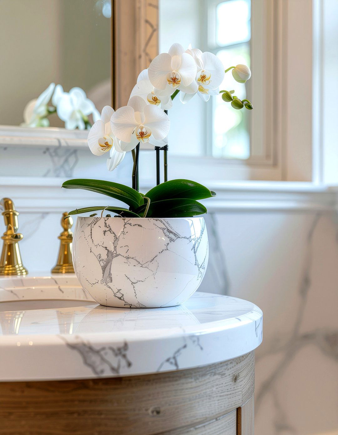 Marble Vanity Pot - 30 bathroom planter ideas