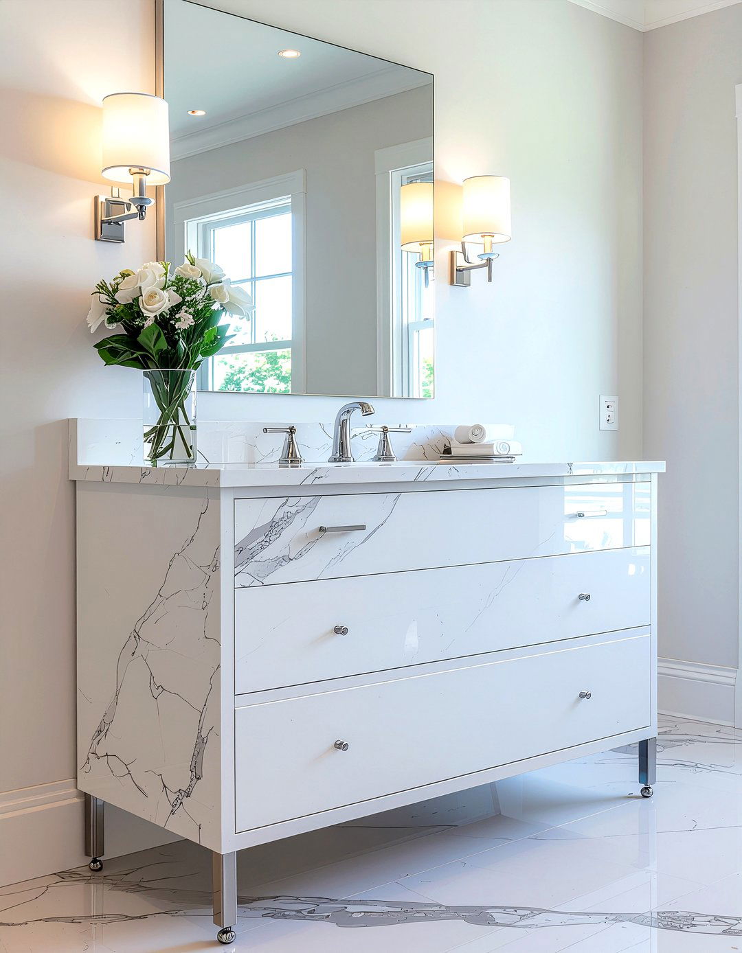 Marble Vanity - 30 bathroom sink accent ideas