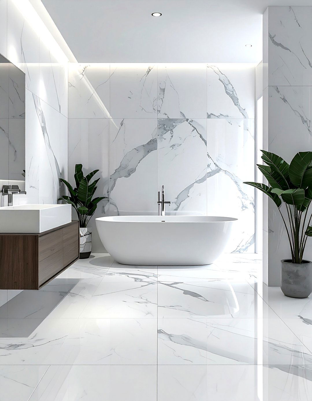 Marble Veined Tile - 30 textured tile bathroom ideas
