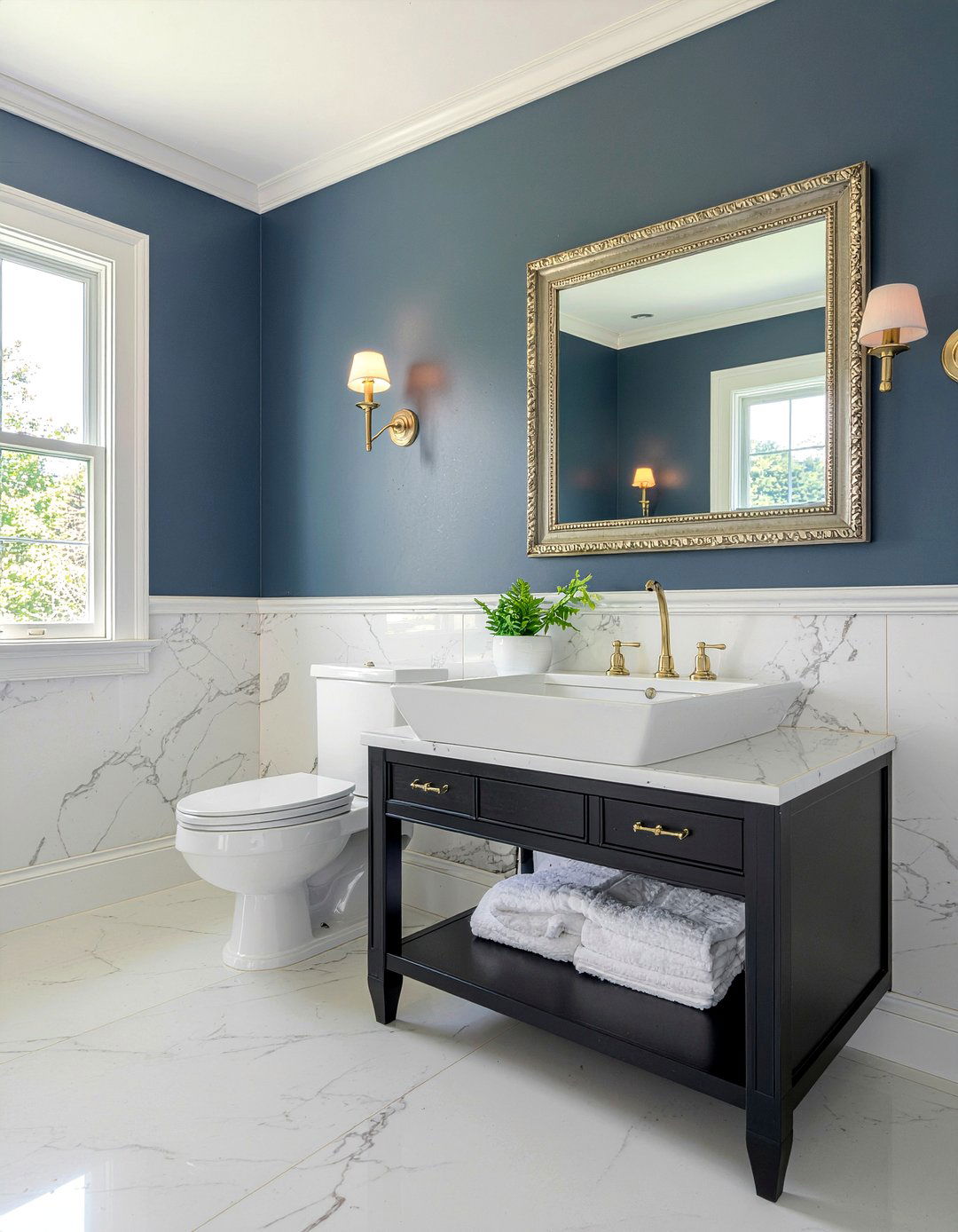 Marble Wainscoting - 30 marble tile bathroom ideas