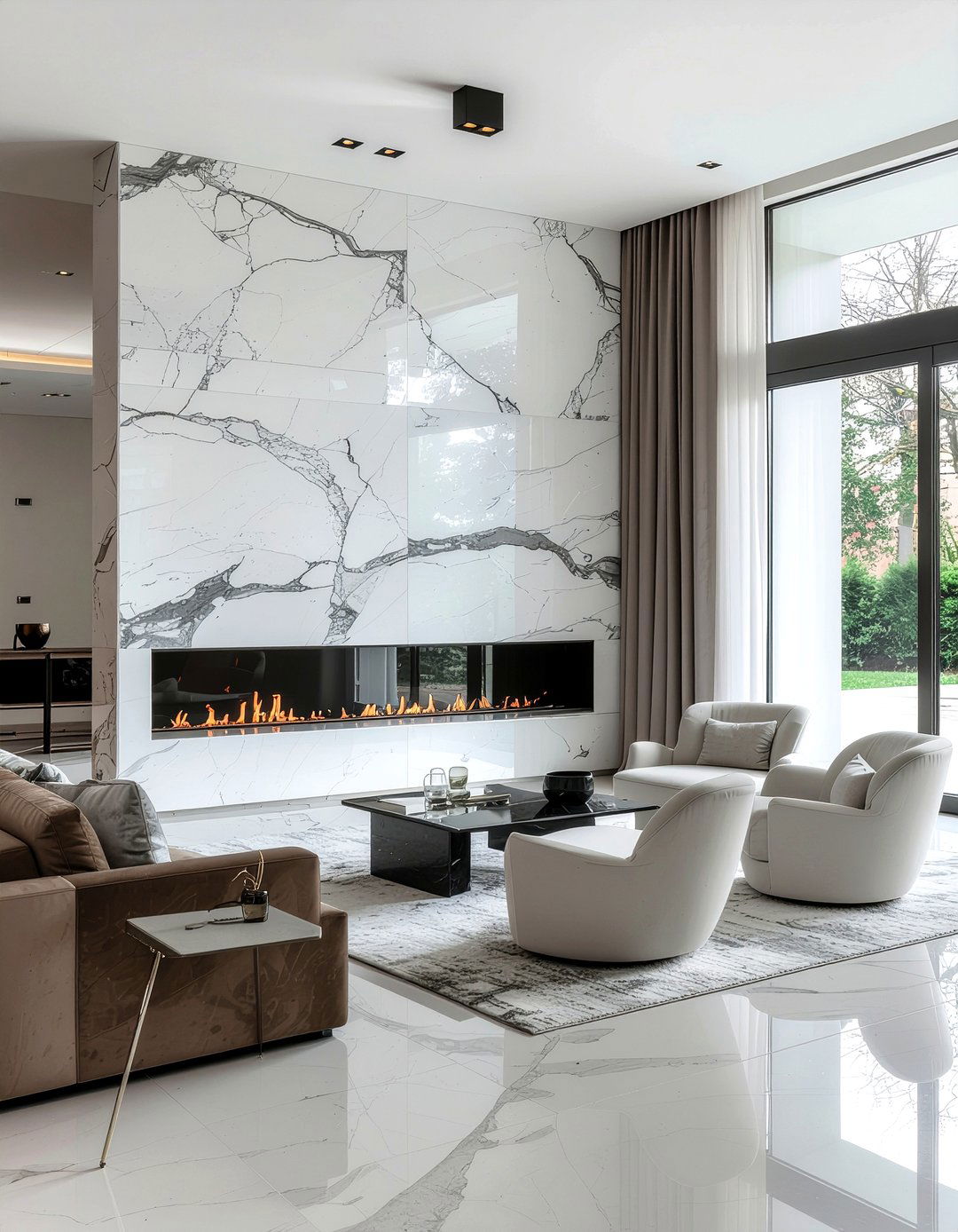 Marble Wall - 30 dramatic living room ideas