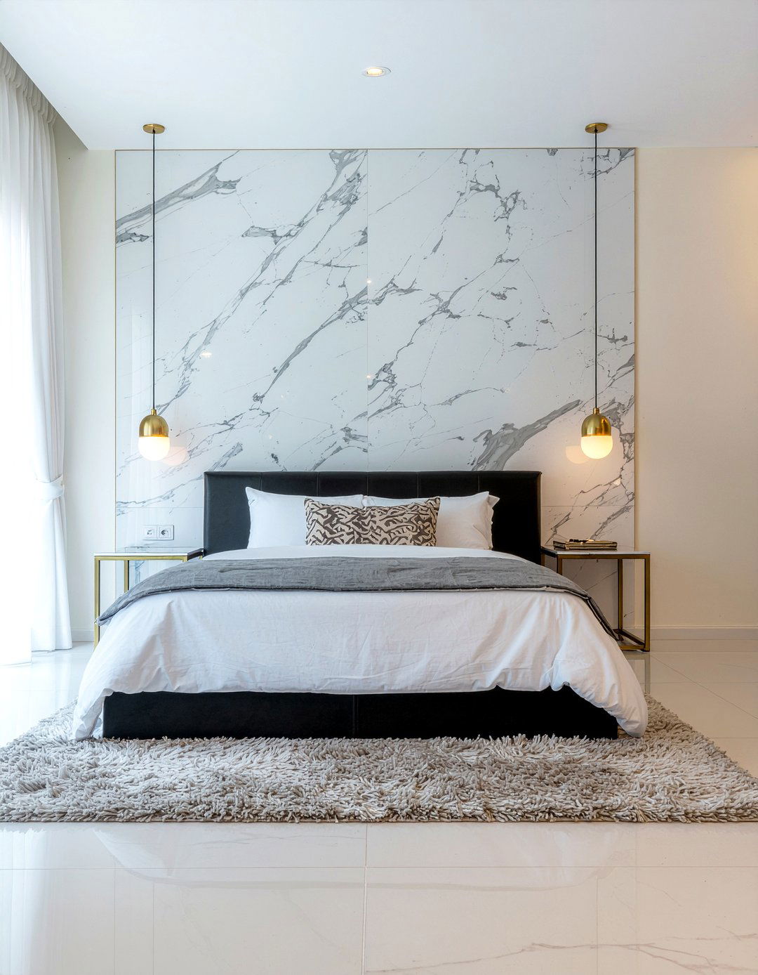Marble Wall Bedroom - 30 modern glam bedroom ideas