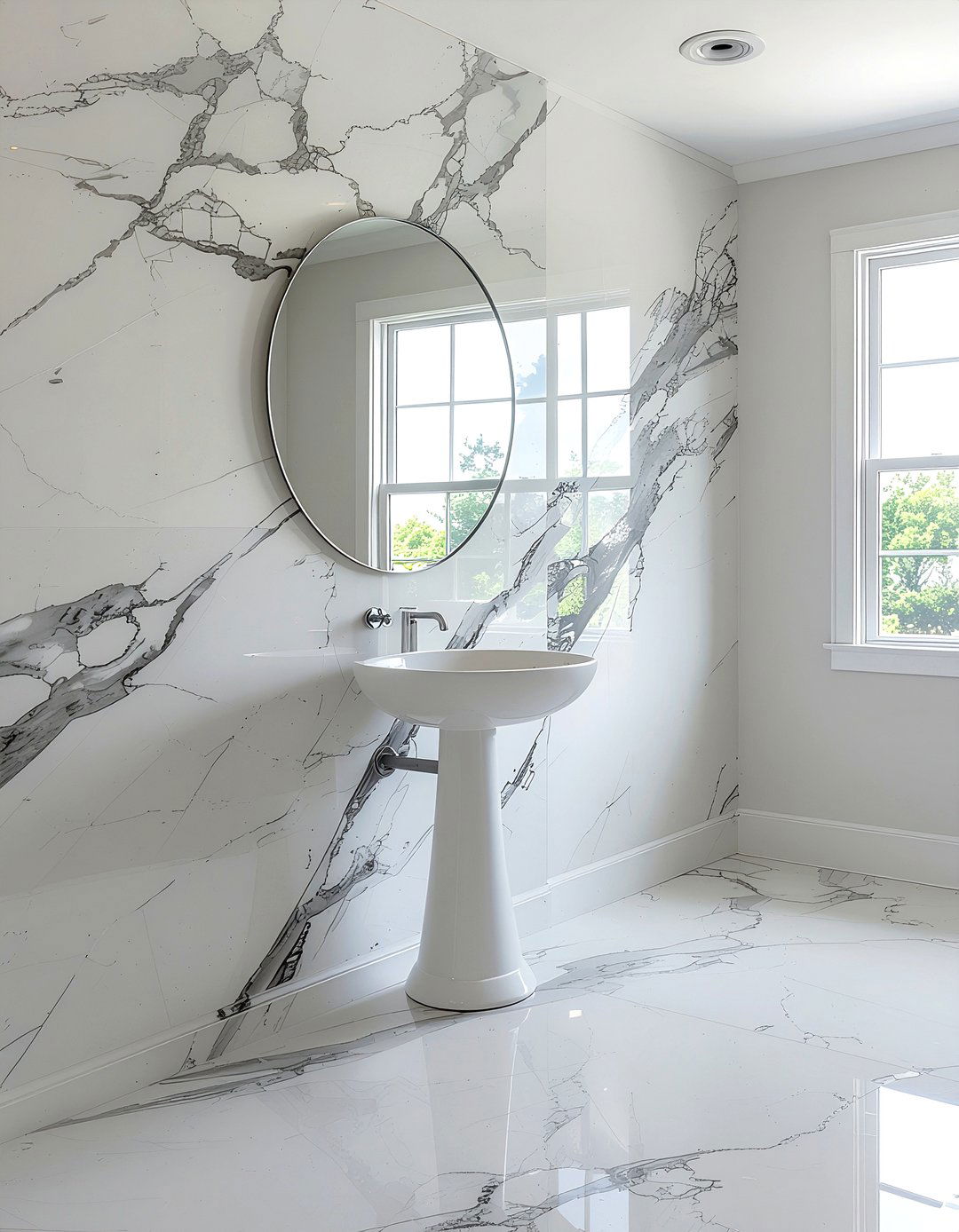 Marble Wall - 30 bathroom feature ideas